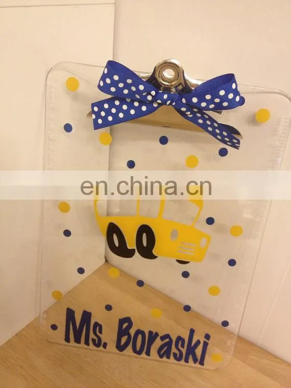 Customized letter size acrylic clipboard/ a4 clipboard/butterfly clipboard clip with private label