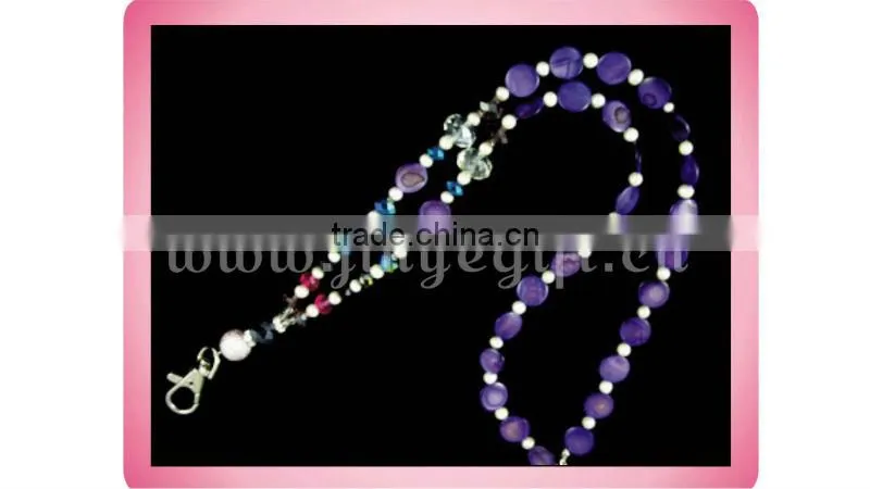 Fashion Jewelry Purple Shell Crystal Bead Keychain Neck Strap