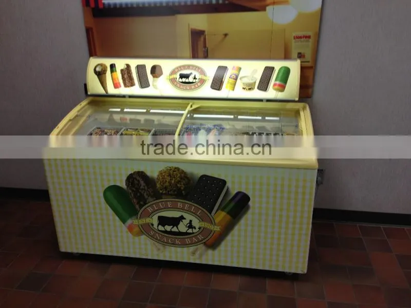 glass door deep freezer display for ice cream