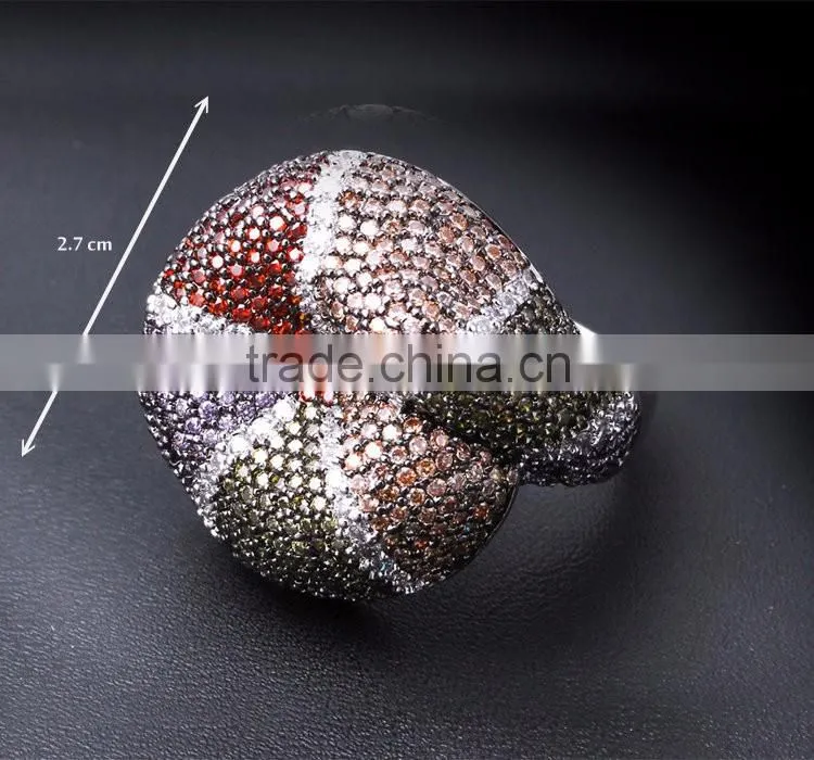 New Colorful Cubic Zirconia Pave Setting CZ Party Jewelry Trend Gold Thick Snake Ring
