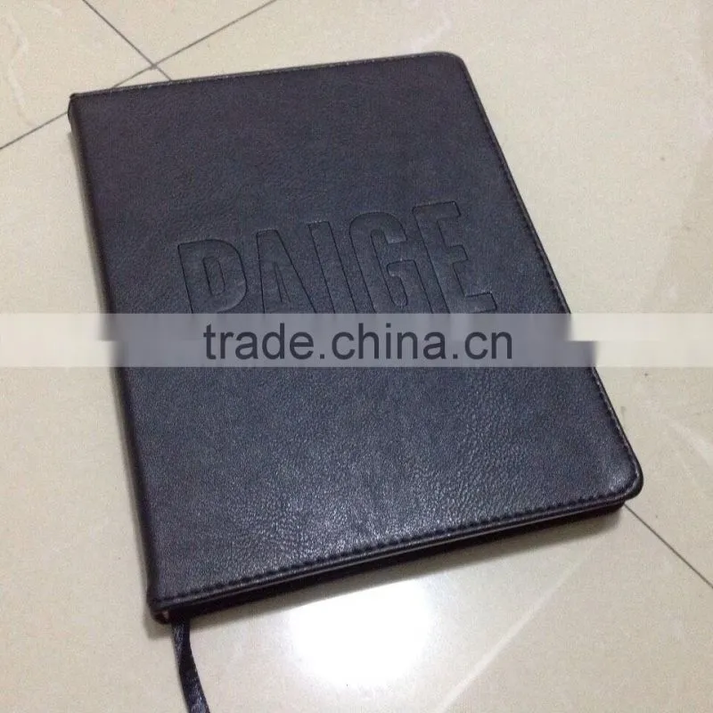 Pu leather stitching notebook with embossing logo
