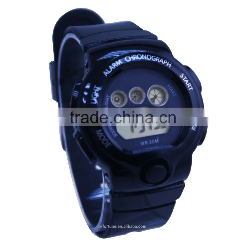 LP1340_BL Blue color Chrono Day Tech light pusher Multifunction Digital rubber Watch