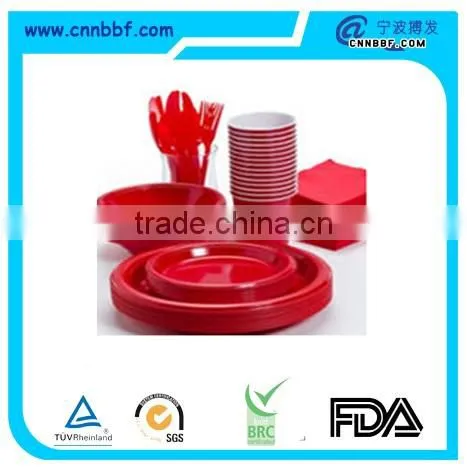 Disposable plastic red tableware for party wedding