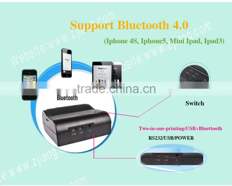 HOT !!! 80mm Bluetooth mobile pos thermal printer