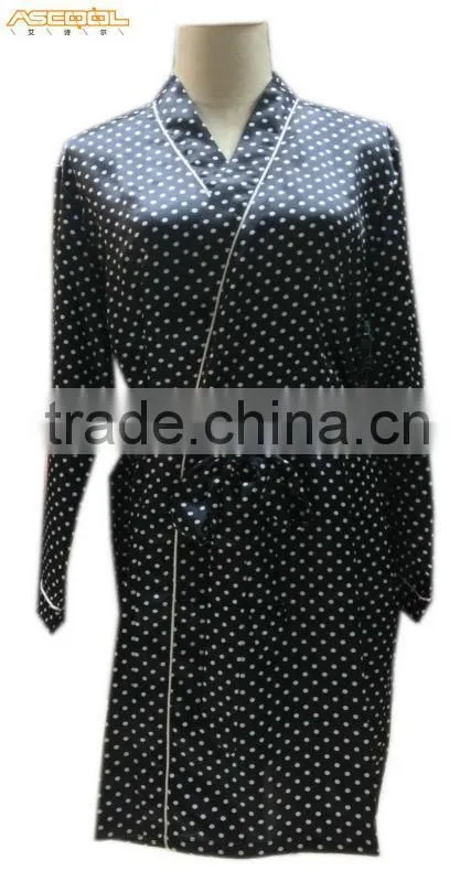 Long Satin Dressing Gown - Black