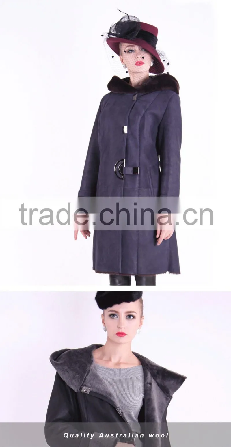 2015 Winter Medium Length Women Slim Fit Woolen Fur Coat