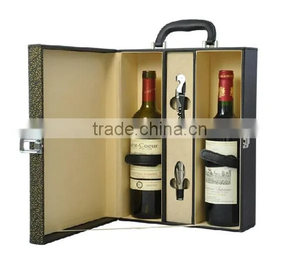 2015 Handmade High Quality leather wine box,liquor bottle gift box
