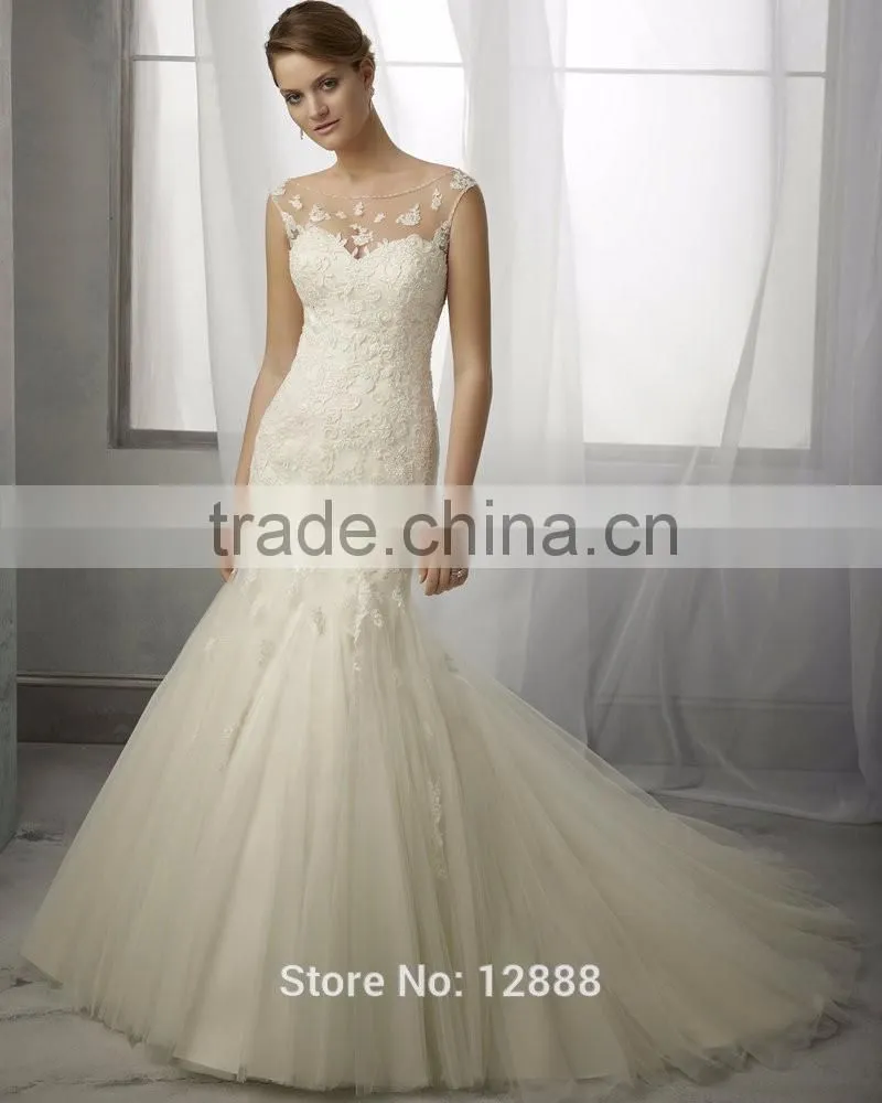Scoop Neck Backless Mermaid Lace Wedding Dress Vestidos De Novias Bridal Gowns New Arrival