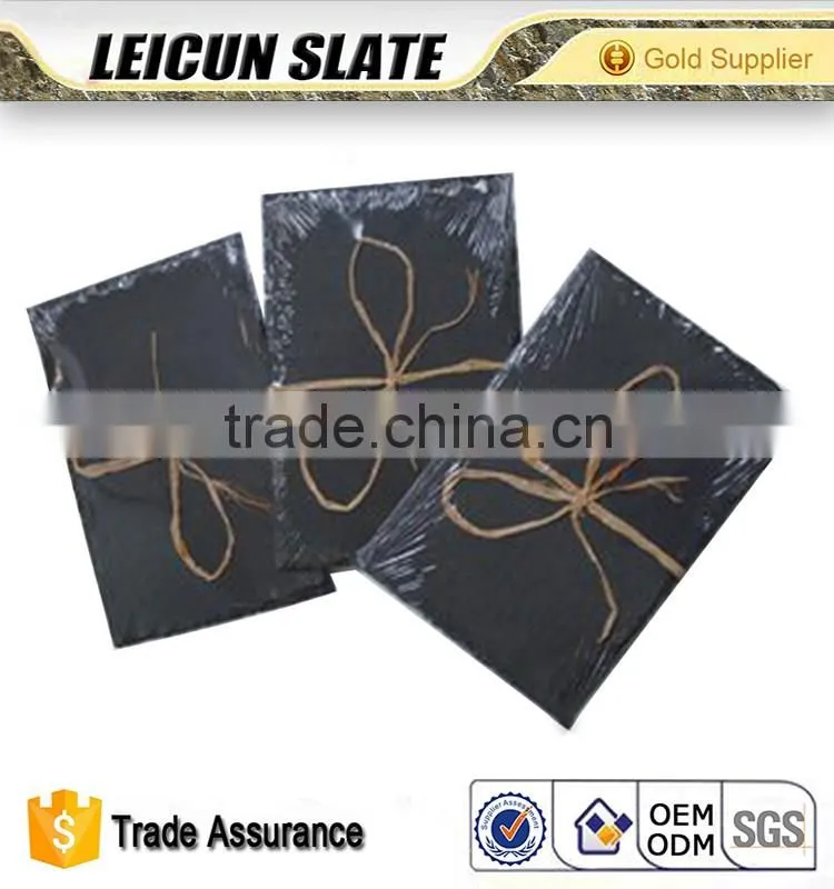 Wholesale Natural Edge Rectangle Grooved Black slate plate, Black Slate Steak Plate