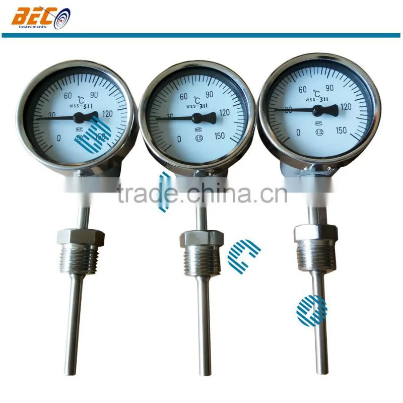 Bottom mounting bimetal temperature measuring instruments