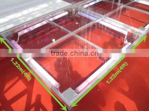 1.22x1.22m (4'x4') aluminum frame acrylic deck portable clear elevated stage platform