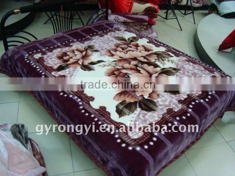 100% polyester carved thermal and zigzag raschel blanket