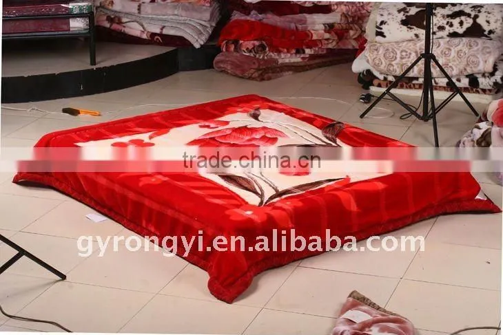 100% polyester carved thermal and zigzag raschel blanket
