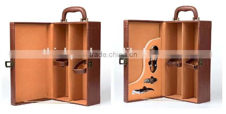 Vintage 2 Bottles With Tools And Lock Leather Wine Gift Boxes