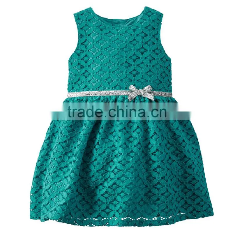 Summer baby and girl's woven cotton sleeveless lace dress