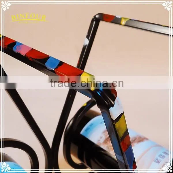 Post-modern abstract art original design colorful iron bottle wine rack