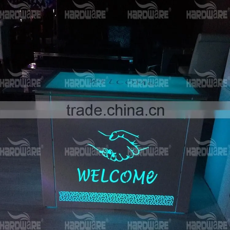 event small LED reception counter table design for hotel or wedding