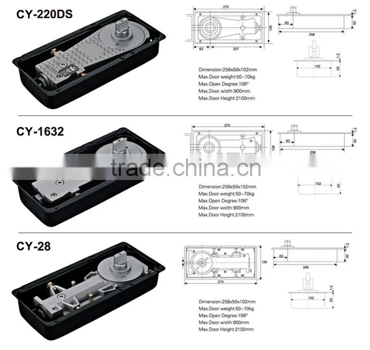 Iron Floor Spring Single Leaf For 80-90Kg Door Weight