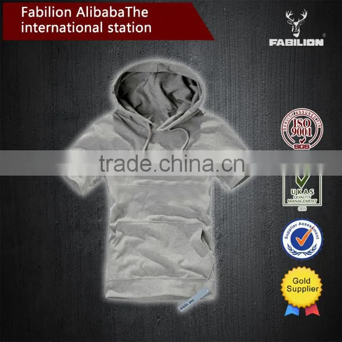 Hot Tide brand short-sleeved solid color 100% cotton plain hoodie
