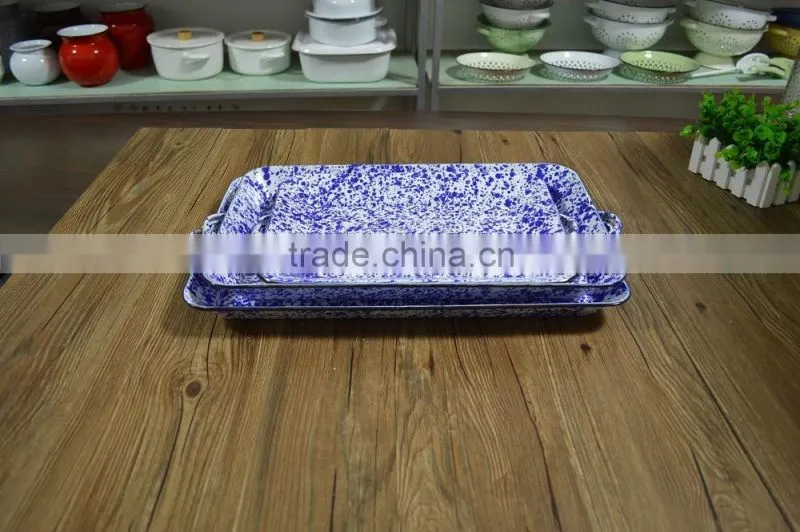 9092 Enamel big camping baking rectangle tray