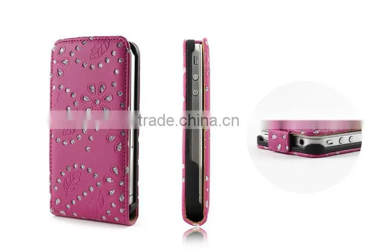 Beatiful Diamond leather case for phone, OEM accepted, compatible brand Samsung and apple