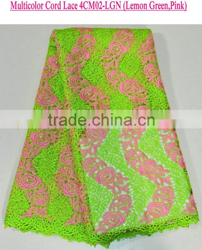 New style applique embroidery lace fabric flower girl dresses african lady clothes