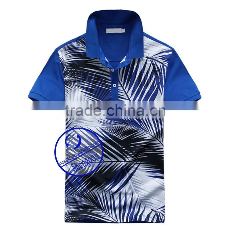 Fancy printed allover men's polo shirt 100%cotton