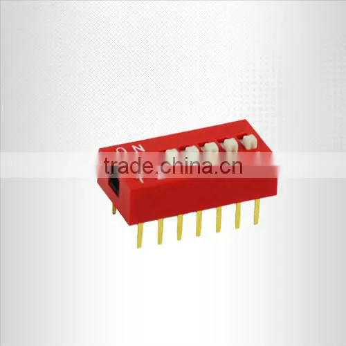 Blue/Red 7 Position Slide Type 2.54mm DIP Switch