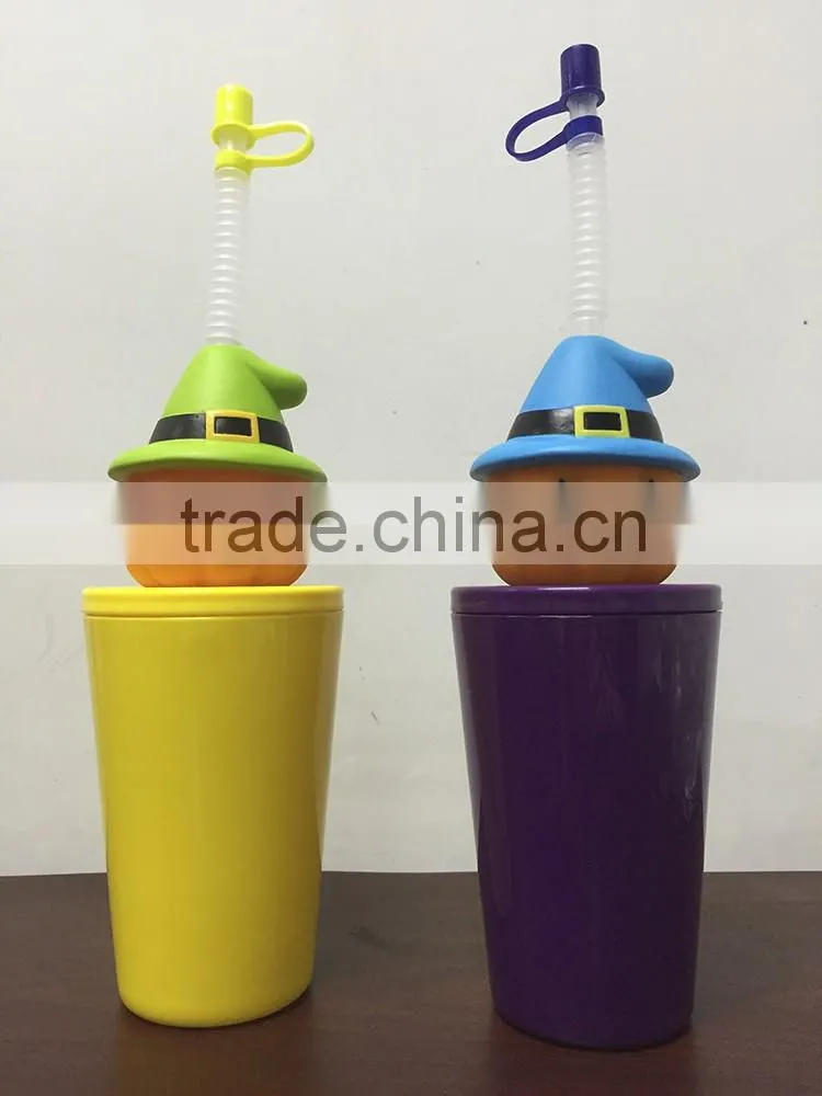 round ball shape plastic cup with straw