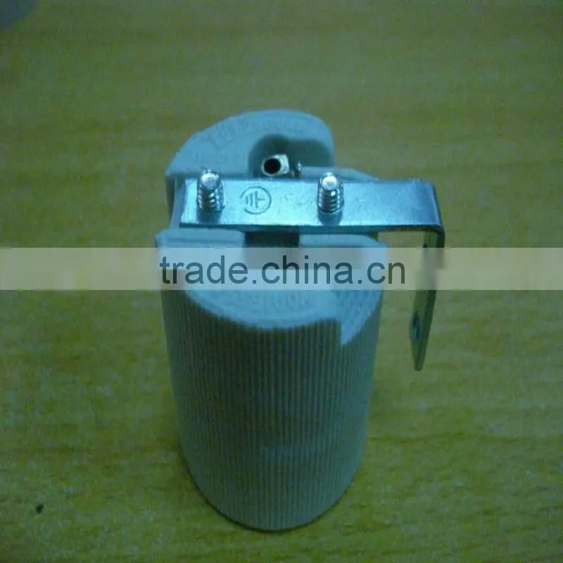 Set-screw terminal E27 F519 ceramic lamp holder with bracket