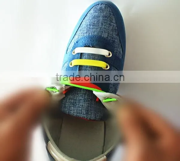 Wholesale top selling colorful silicone shoelaces in flat for holiday