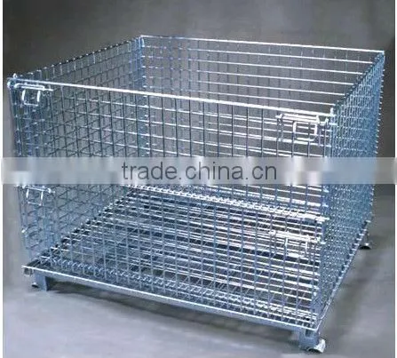 Foldable stack wire mesh steel container, wire mesh cage, steel cage