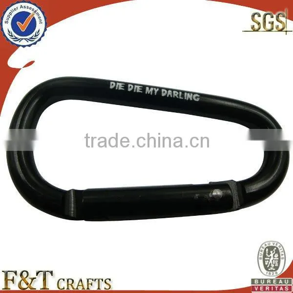 wholesale black climbing clips metal custom carabiner with custom laser logo
