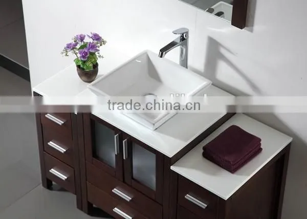 Wooden Bathroom Vanity Bathroom Wash Basin Square Counter top ceramic Bathroom furniture No.3199C