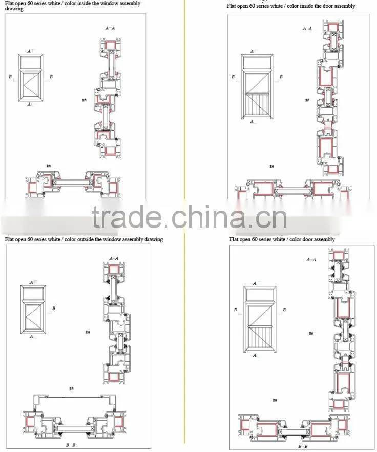 kinbon upvc profile 62 two track plastic u profile