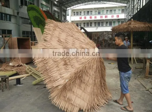 High class sun protection waterproof material outdoor artificial folder and Collapsible thatch umbrella