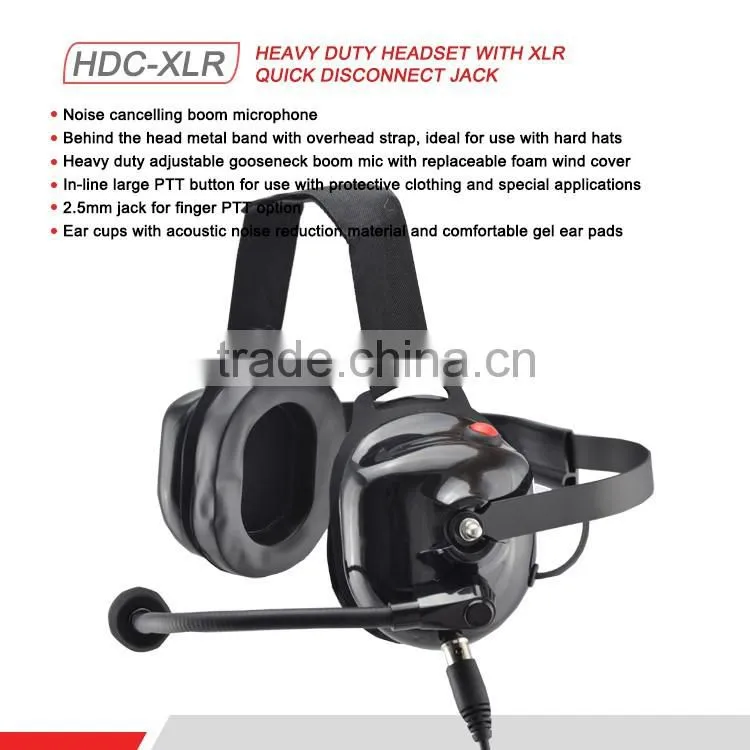 Heavy Duty Headset With Quick Disconnect Jack Adjustable Gooseneck Boom Mic