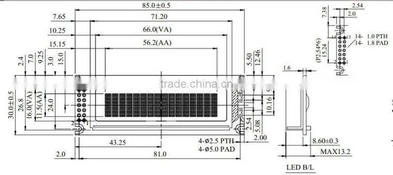 16 characters 2 line 16X2 lcd display 1602 lcd screen