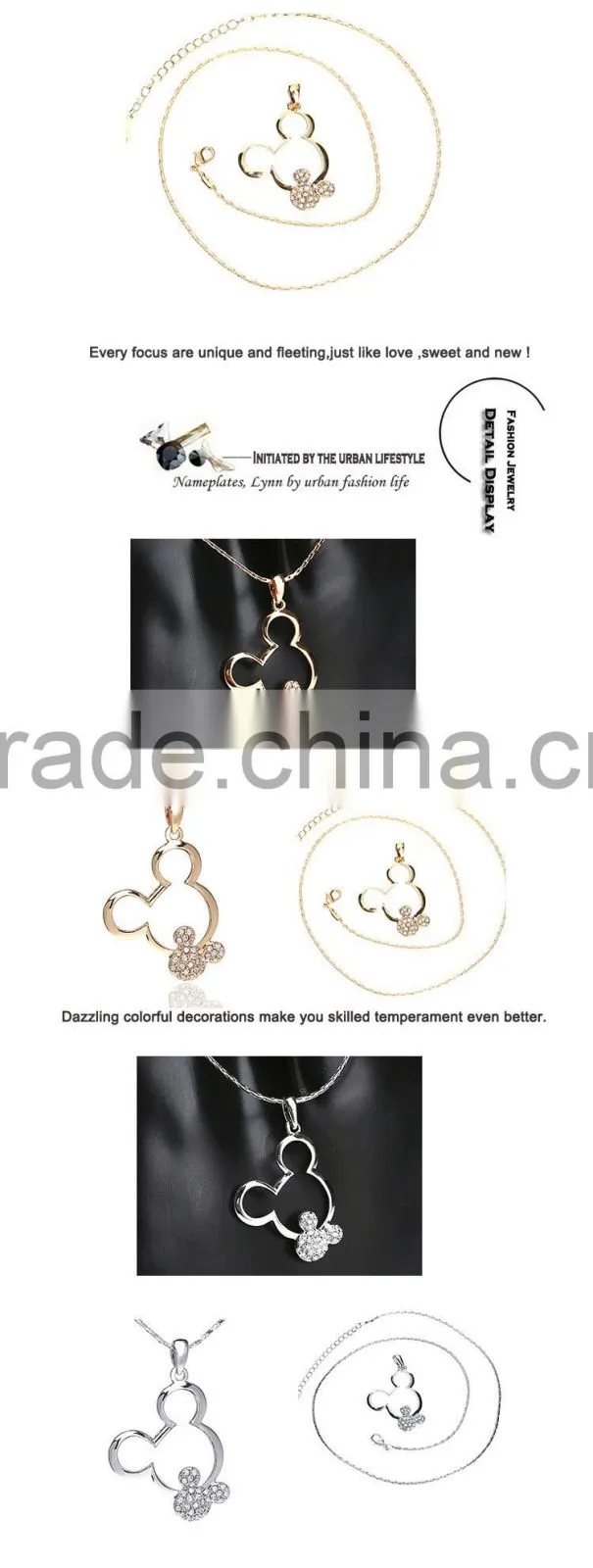 18k Austrian Crystal Mickey Mouse Pendant Necklace