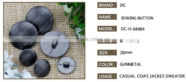 Metal Shank Buttons Black Sewing Button with Hook for Coat