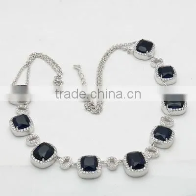 925 Silver Rhodium Plated Green Glass Sets
