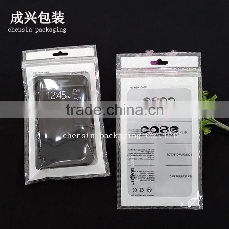 white printing plastic packaging for leather case/phone case packaging bag within zipper/rotogravure printing packaging