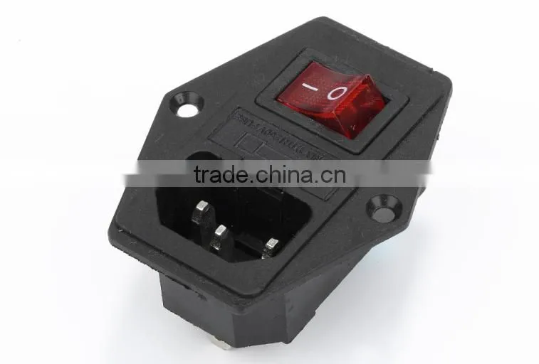 new electric 3 inside pin AC-10 AC socket with red light
