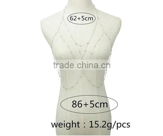 Gold Plated Women Punk Bells Body Single Shoulder Chain Link Slave Necklace