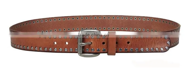 Customized rivets cow leaher belt for men