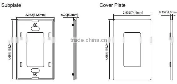UL listed 1 Gang standard size decorator screwless wallplate