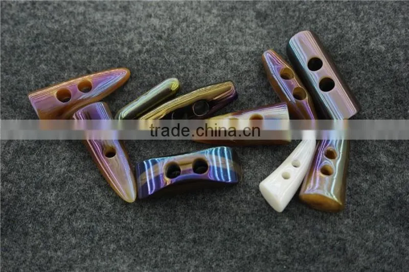 SPECIAL PLATING COLORFUL RESIN TOGGLE BUTTON FOR GARMENT ACCESSORIES