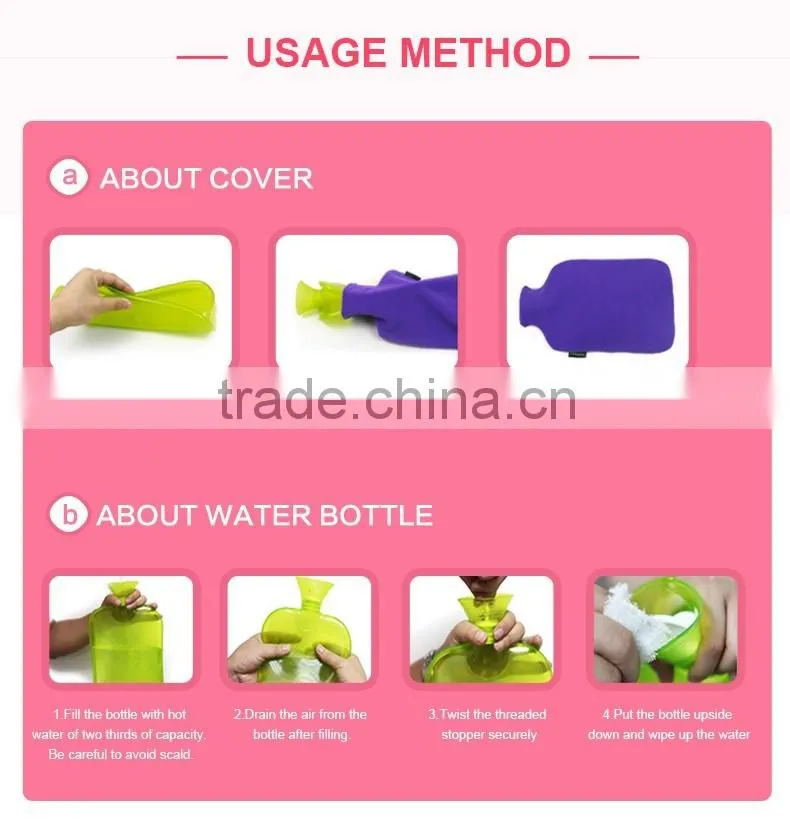 Hot eco-friendly baby PVC warm water bottle 750ml green safe