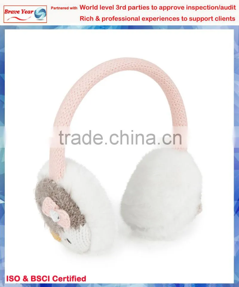 With penguin and 3D bows noise reduction earmuff,fleece earmuff,canada earmuffs