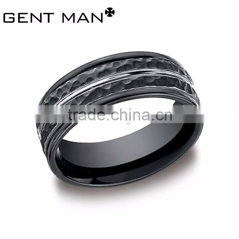 Surface etched Titanim Steel ring Men's 316L Stainless Steel rings jewelry